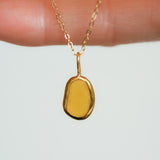 Yellow/Orange Sea Glass Necklace - Gold Vermeil