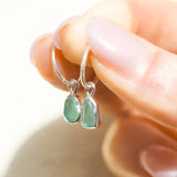 Green Sea Glass Hoops