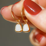White Sea Glass Hoops - Gold Vermeil