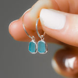 Blue Sea Glass Hoops