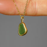 Green Sea Glass Necklace - Gold Vermeil