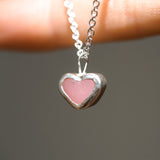 Pink Sea Glass Heart Necklace