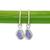 Purple Sea Glass Hoops