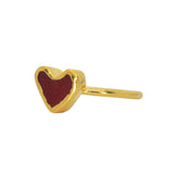 Red Sea Glass Heart Ring - Size M