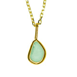 Green Sea Glass Necklace - Gold Vermeil