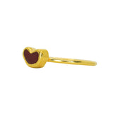 Red Sea Glass Heart, Gold Vermeil - Size T