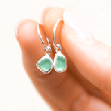 Green Sea Glass Hoops