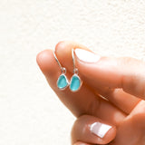 Blue Sea Glass Hoops