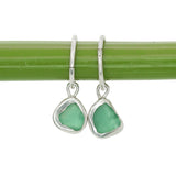 Green Sea Glass Hoops