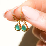 Green Sea Glass Hoops - Gold Vermeil