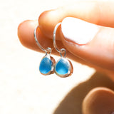 Blue Sea Glass Hoops