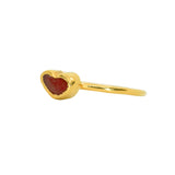 Red Sea Glass Heart, Gold Vermeil - Size T