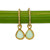 Green Sea Glass Hoops - Gold Vermeil