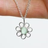 Green Sea Glass Flower Necklace