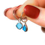Blue Sea Glass Hoops