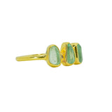 Green Sea Glass, Gold Vermeil - Size Q