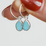Blue Sea Glass Hoops