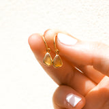 Yellow/Orange Sea Glass Hoops - Gold Vermeil