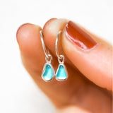 Blue Sea Glass Hoops