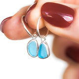 Blue Sea Glass Hoops