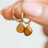 Amber Sea Glass Hoops - Gold Vermeil