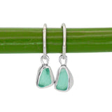 Green Sea Glass Hoops