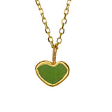 Green Sea Glass Heart Necklace, Gold Vermeil