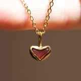 Red Sea Glass Heart Necklace, Gold Vermeil