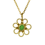 Green Sea Glass Flower Necklace -  Gold Vermeil