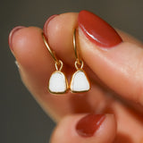 White Sea Glass Hoops - Gold Vermeil