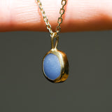 Blue Sea Glass Necklace - Gold Vermeil