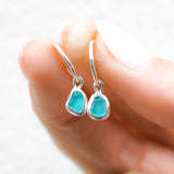 Blue Sea Glass Hoops