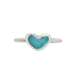 Blue Sea Glass Heart - Size Q