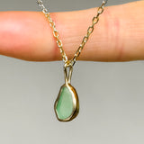 Green Sea Glass Necklace - Gold Vermeil