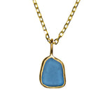 Blue Sea Glass Necklace - Gold Vermeil