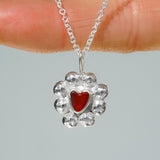 Red Sea Glass Heart Necklace