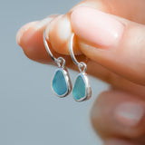 Blue Sea Glass Hoops