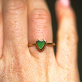 Green Sea Glass Heart, Gold Vermeil - Size O