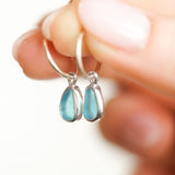 Blue Sea Glass Hoops