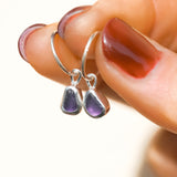 Purple Sea Glass Hoops