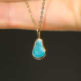 Blue Sea Glass Necklace - Gold Vermeil