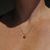 Red Sea Glass Heart Necklace, Gold Vermeil