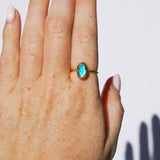 Blue Sea Glass, Gold Vermeil - Size O