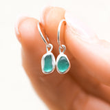 Green Sea Glass Hoops