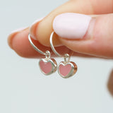 Pink Sea Glass Heart Hoops
