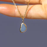 Blue Sea Glass Necklace - Gold Vermeil