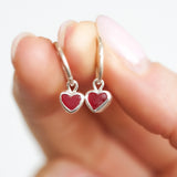 Red Sea Glass Heart Hoops