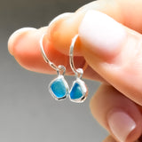 Blue Sea Glass Hoops