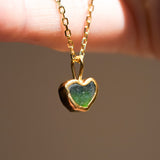 Green Sea Glass Heart Necklace, Gold Vermeil