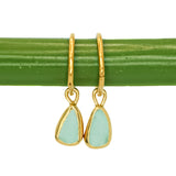 Green Sea Glass Hoops - Gold Vermeil
